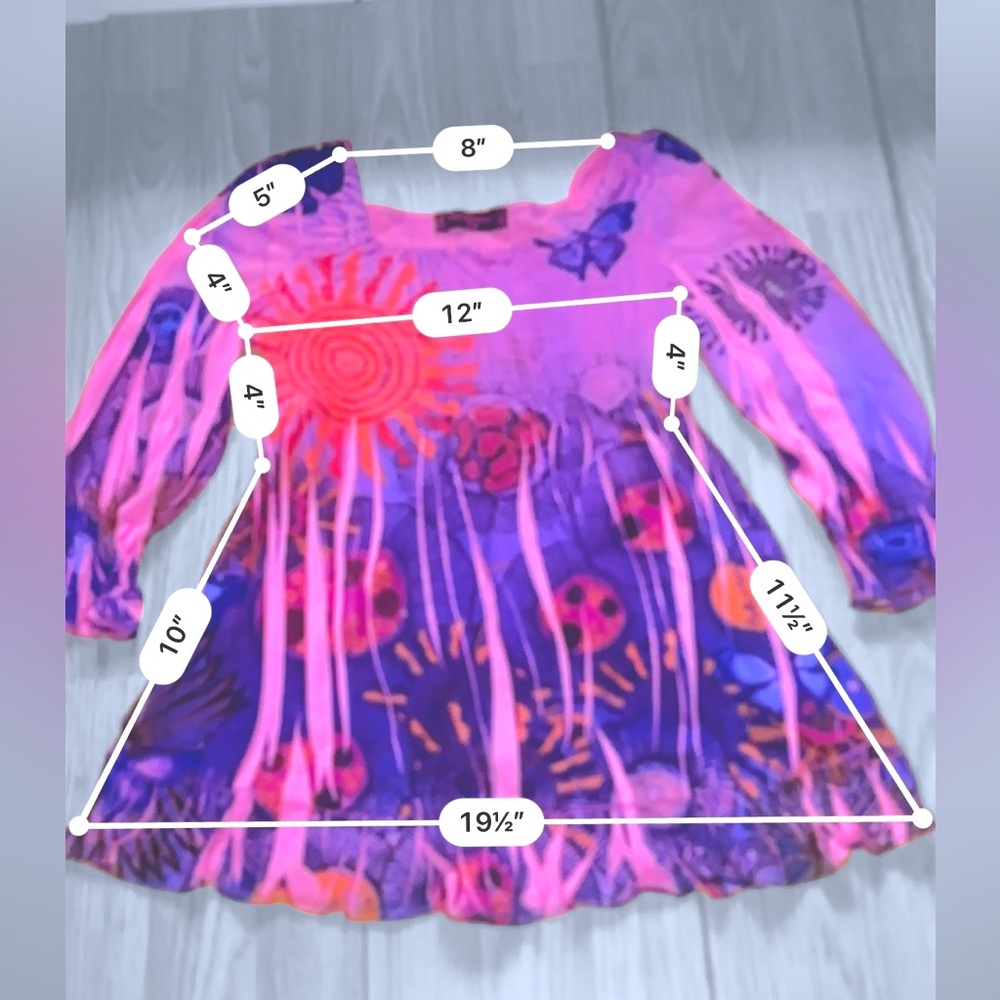 Girls Purple Floral long Sleeve Tee - Picture 6 of 8